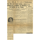 Noticia en prensa sobre la obtención de la Cátedra de Literatura, por Dña. María del Prado Escobar, esposa de José Martel